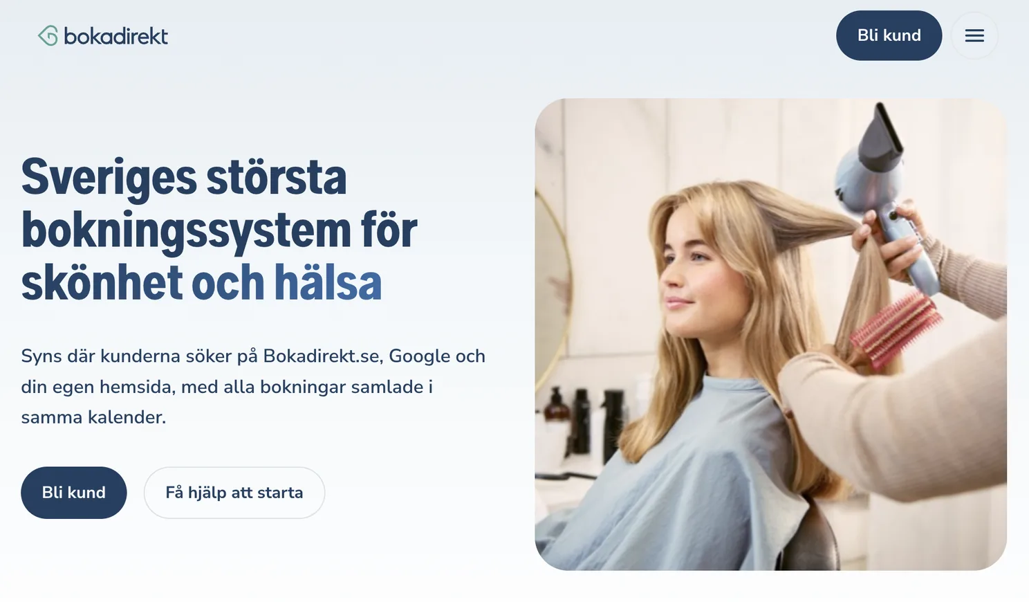 Bokningssystem från Bokadirekt - bild från webbplats