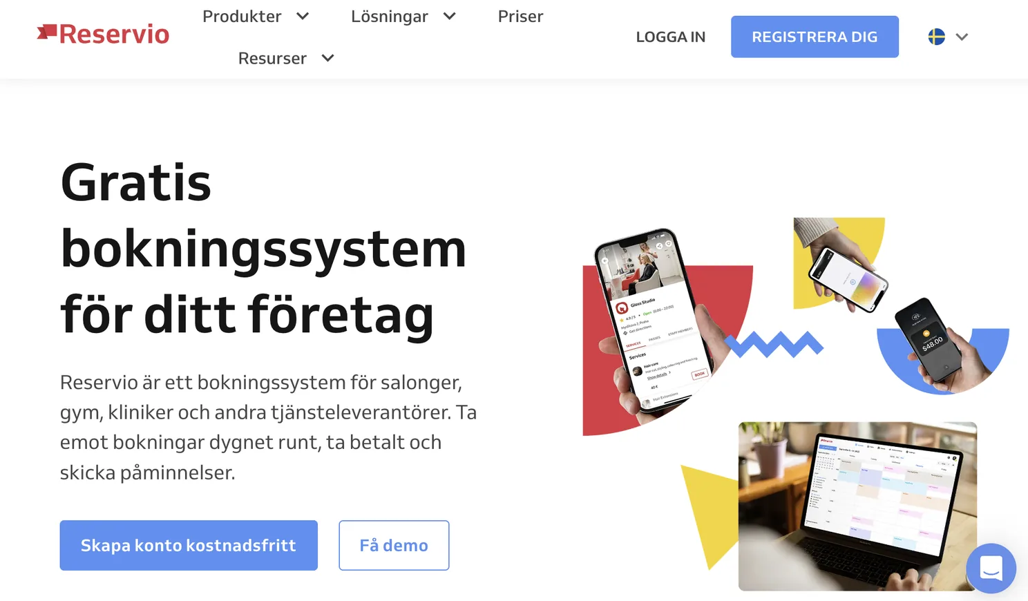 Bokningssystem från Reservio - bild från webbplats